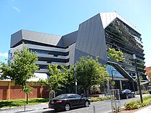 This is the photograph of the Jeffrey Smart Building which includes staff and student spaces and the east end library.