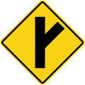 Skewed side road junction on right