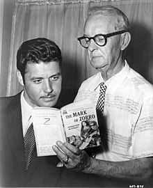 Johnston McCulley (right) with Zorro's television portrayer, Guy Williams, c. 1958