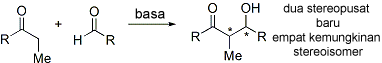 Aldol reaction creates stereoisomers