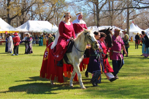 Women riding horses