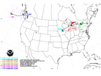 Day 1-3 forecast of surface low tracks (with ensemble clusters) associated with significant winter weather