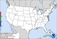 Day 3 probability of freezing rain greater than or equal to .25 inch.