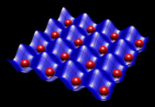 Optical lattices use lasers to separate rubidium atoms (red) for use as information &ldquo;bits&rdquo; in neutral-atom quantum processors -- prototype devices which designers are trying to develop into full-fledged quantum computers. NIST scientists have managed to isolate and control pairs of the rubidium atoms with polarized light, an advance that may bring quantum computing a step closer to reality. Click for larger image.