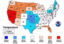 Map showing average temperatures. Click for larger image.