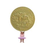 Illustration of ballerina holding golden Caldecott Medal