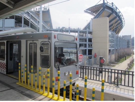 A Pittsburgh Light-Rail Car at Allegheny Station.