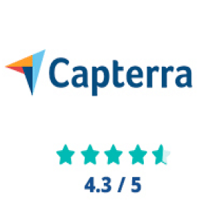 Capterra review badge with a score of 4.3/5 stars.