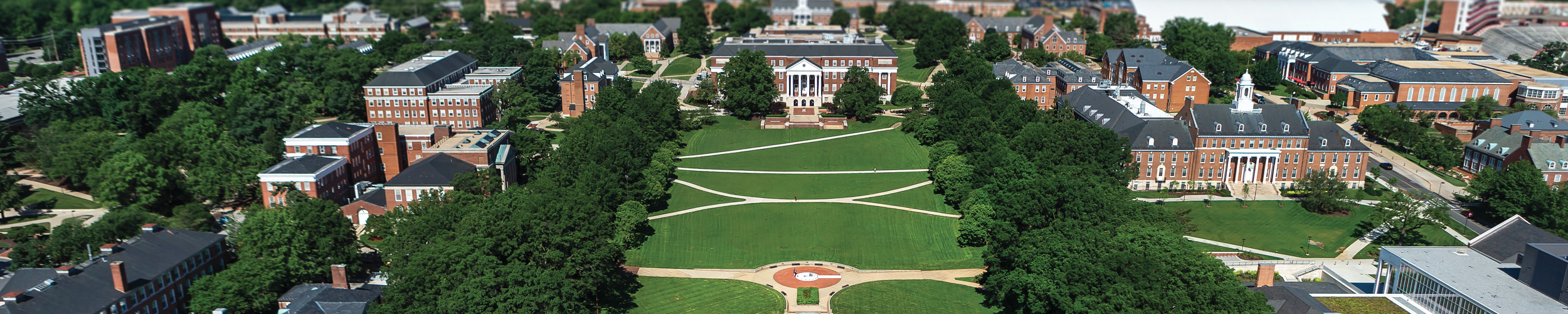 An aerial view of campus.