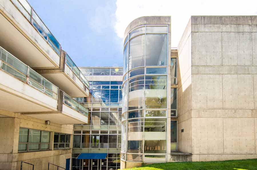 An image of the exterior of the Art and Architecture building at UT