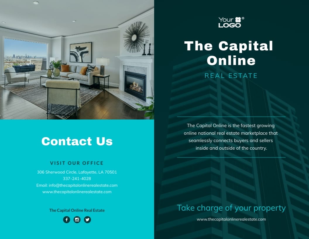 Property Company Bifold Brochure Template