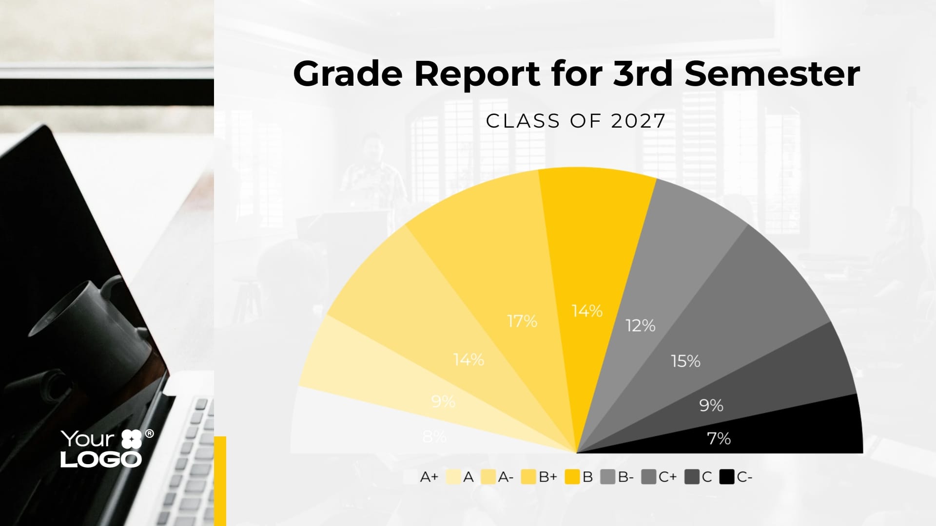 Sleek Class Grade Pie Chart Template