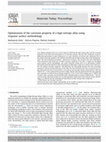 Research paper thumbnail of Optimization of the corrosion property of a high entropy alloy using response surface methodology