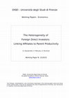 Research paper thumbnail of The Heterogeneity of Foreign Direct Investors: Linking Affiliates to Parent Productivity