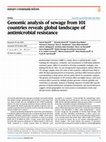 Research paper thumbnail of Genomic analysis of sewage from 101 countries reveals global landscape of antimicrobial resistance