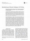 Research paper thumbnail of Manufacturing and Security Challenges in 3D Printing