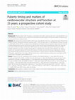 Research paper thumbnail of Puberty timing and markers of cardiovascular structure and function at 25 years: a prospective cohort study