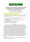 Research paper thumbnail of Clinical, ethical, and legal considerations raised by self-reported genital mutilation following voluntary cosmetic labiaplasty