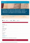 Research paper thumbnail of Summer School: "Thinking with Islamicate Manuscripts: Critical Approaches to Historical Methodology, History of Collections, and Digital Tools in Islamic Studies"