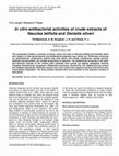 Research paper thumbnail of In vitro antibacterial activities of crude extracts of Nauclea latifolia and Daniella oliveri