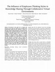 Research paper thumbnail of The Influence of Employees Thinking Styles in Knowledge Sharing Through Collaborative Virtual Environments