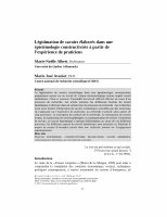 Research paper thumbnail of  LÉGITIMATION DE SAVOIRS ÉLABORÉS DANS UNE ÉPISTÉMOLOGIE CONSTRUCTIVISTE À PARTIR DE L'EXPÉRIENCE DE PRATICIENS