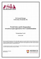 Research paper thumbnail of World Order and European Open regionalism: Towards and Open Approach to New Constitutionalism