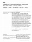 Research paper thumbnail of The effect of acute hyperglycaemia on appetite and food intake in Type 1 diabetes mellitus