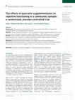 Research paper thumbnail of The effects of quercetin supplementation on cognitive functioning in a community sample: a randomized, placebo-controlled trial