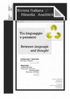 Research paper thumbnail of Vol 1, No 0.1 (2010): Tra linguaggio e pensiero / Between Language and Thought