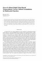 Research paper thumbnail of Fear of a Black Pulpit? Real Racial Transcendence Versus Cultural Assimilation in Multiracial Churches