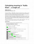 Research paper thumbnail of Calculating meaning in " Kubla Khan " – a rough cut (Version 2)