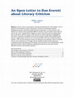 Research paper thumbnail of An Open Letter to Dan Everett about Literary Criticism