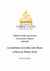 Research paper thumbnail of La Littérature de la Rue entre Rome et Paris au XXème Siècle