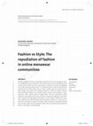 Research paper thumbnail of Fashion vs style: the repudiation of fashion in online menswear communities (publisher's proof)