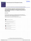 Research paper thumbnail of On the Relation between Institutional Statuses and Technical Artifacts: A Proposed Taxonomy of Social Kinds