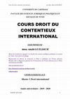 Research paper thumbnail of COURS DROIT DU CONTENTIEUX INTERNATIONAL