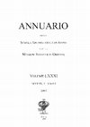 Research paper thumbnail of Annuario della Scuola Archeologica di Atene e delle Missioni Italiane in Oriente, vol. 81.1, 2003