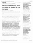 Research paper thumbnail of Fernand Braudel y la larga duración: el legado de los Annales