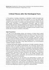 Research paper thumbnail of Critical Theory after the Ontological Turn