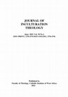 Research paper thumbnail of JOURNAL OF INCULTURATION THEOLOGY, JUNE 2021, VOL. 18, NO.1