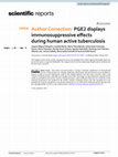 Research paper thumbnail of Author Correction: PGE2 displays immunosuppressive effects during human active tuberculosis