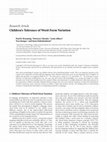 Research paper thumbnail of Children’s Tolerance of Word-Form Variation