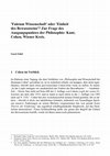 Research paper thumbnail of ‚Faktum Wissenschaft‘ oder ‚Einheit des Bewusstseins‘? Zur Frage des Ausgangspunktes der Philosophie: Kant, Cohen, Wiener Kreis