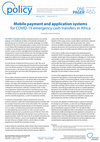 Research paper thumbnail of Mobile payment and application systems for COVID-19 emergency cash transfers in Africa