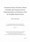 Research paper thumbnail of An Empirical Study of the Effect of Brand Personality Consistency on Recruitment Performance within the UK Higher Education Sector