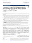 Research paper thumbnail of Preliminary results from a legacy indicator tool for measuring climate change related impacts on built heritage