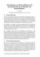 Research paper thumbnail of Zur Eignung von Wissensbilanzen als Instrument für die Evaluation von Hochschullehre