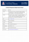 Research paper thumbnail of Is Public Management Neglecting the State?