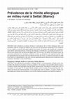 Research paper thumbnail of Prévalence de la rhinite allergique en milieu rural à Settat (Maroc)